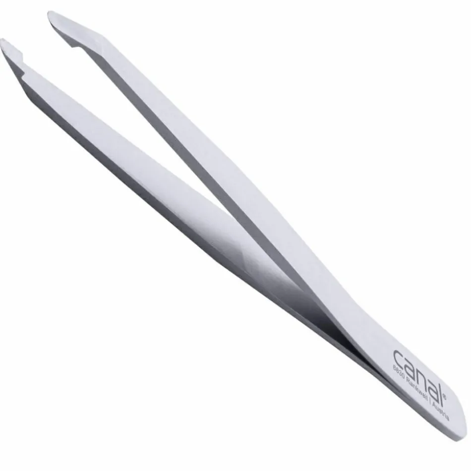 Haarpinzette, runde Spitze, satin, rostfrei, 9 cm Satin
