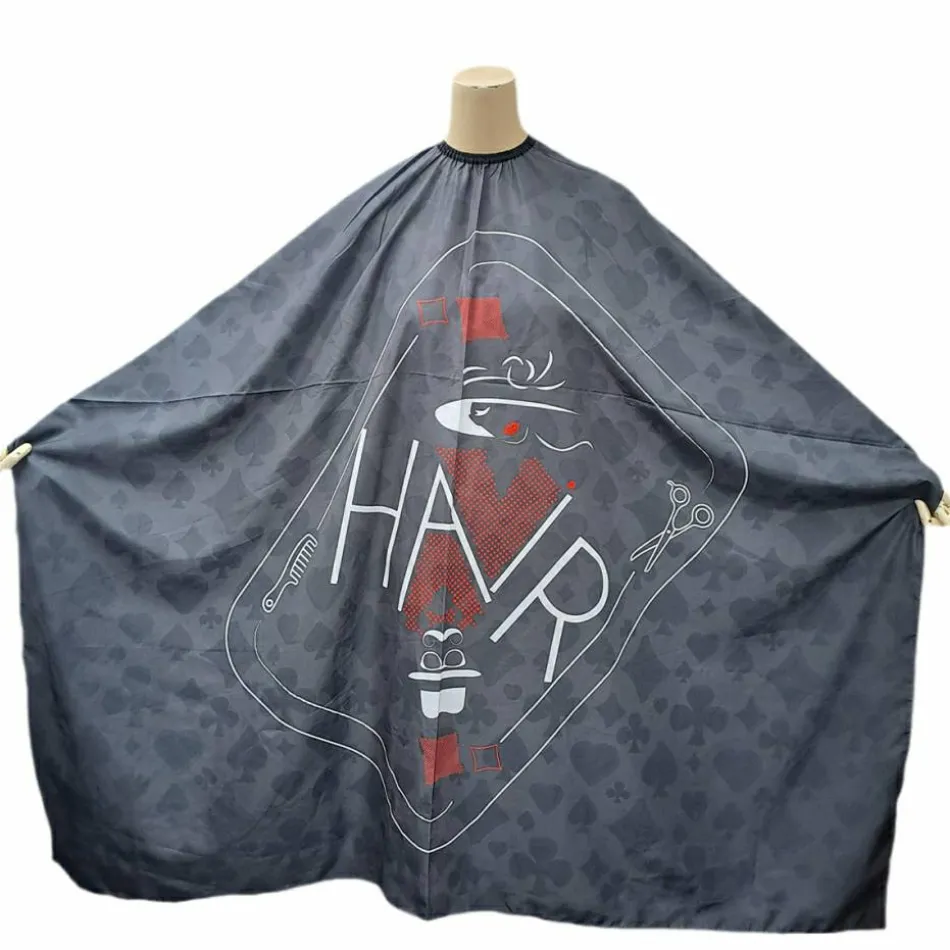 Haarschneideumhang "Poker Design" Dark Grey