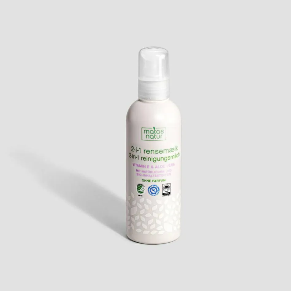 Natur 2-in-1 Reinigungsmilch mit Bio-Aloe Vera und Vitamin E 200 ml