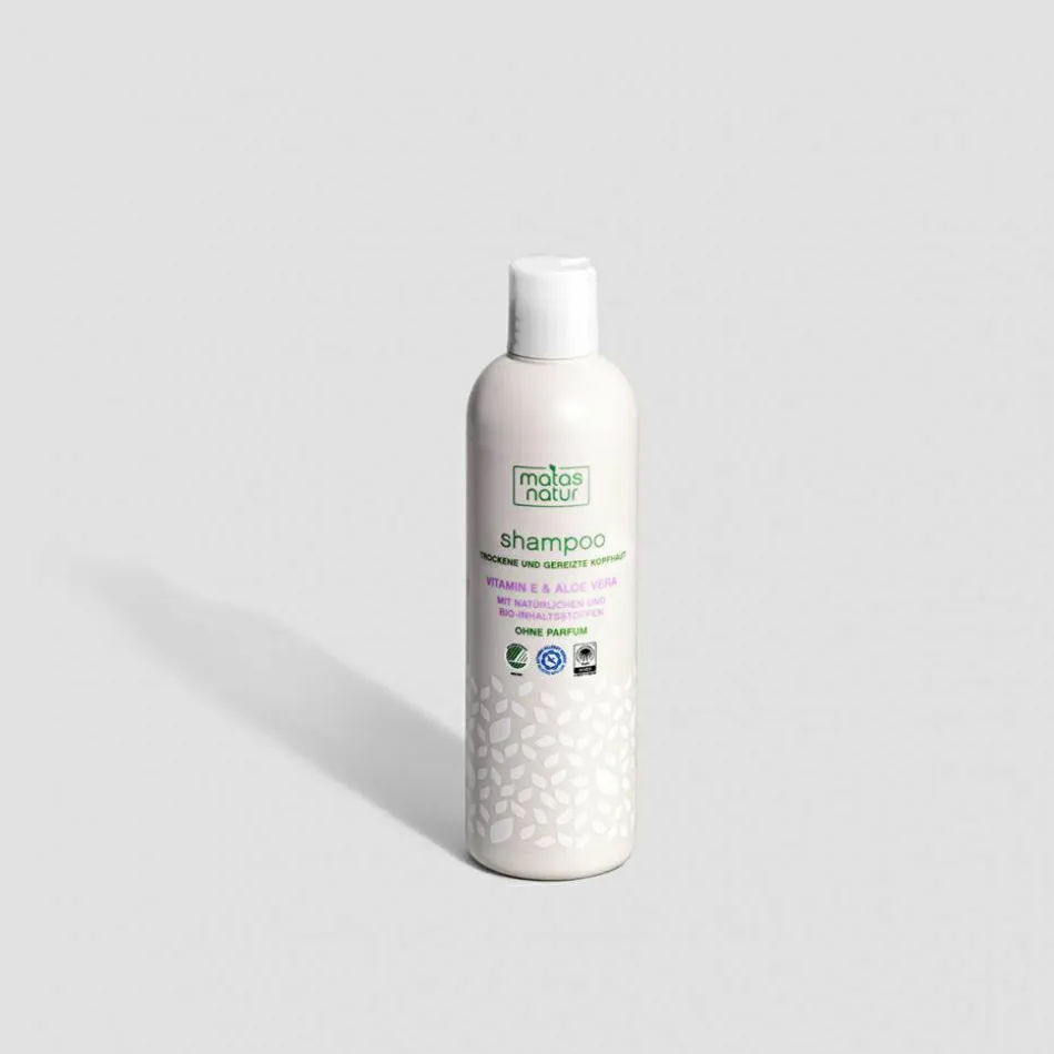 Natur Shampoo für trockene und gereizte Kopfhaut mit Bio-Aloe Vera und Vitamin E 400 ml