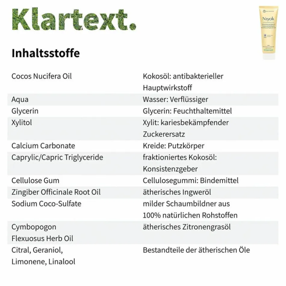 Zahncreme aus Kokosöl - Zitronengras & Ingwer 75 ml